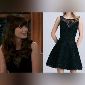 Alice & Olivia Black Velvet Lace Cocktail Dress